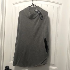 3/$25!! New York & Company grey with faux leather accents poncho.
